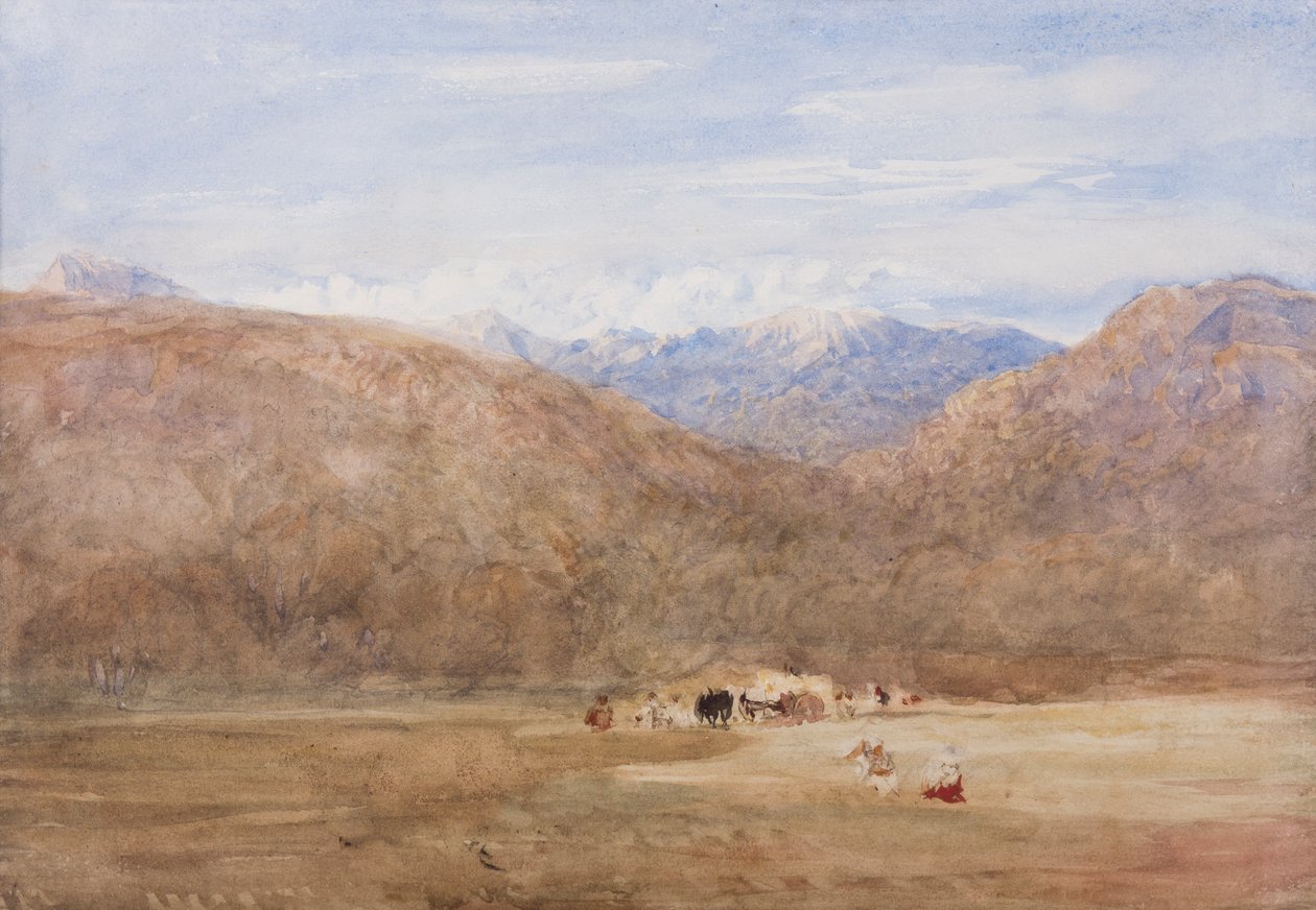 Cader Idris och Mynydd Moel från en äng på Mawwdach nära Dolgellan, ca 1840 (penna och wc på papper) av David Cox