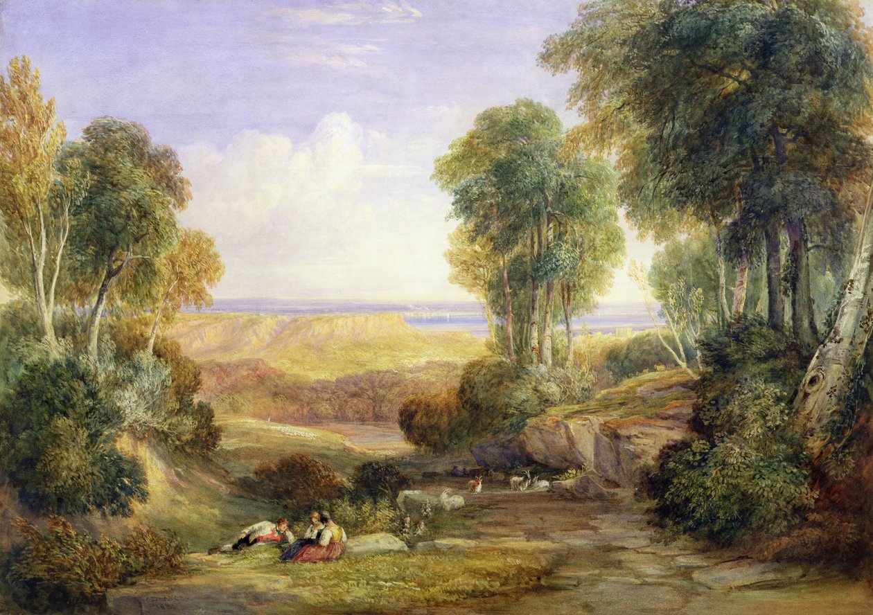 The Junction of the Severn and the Wye with Chepstow in the Distance, 1830 av David Cox