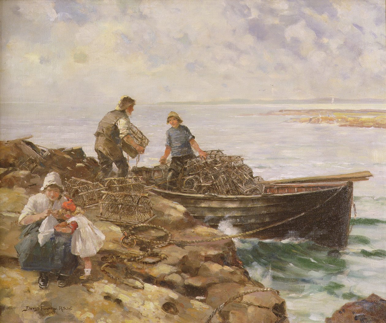 Laddar hummerkrukor, ca 1900 av David Fulton