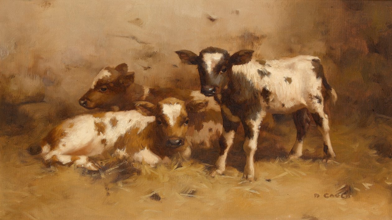 Tre kalvar i en lada av David Gauld