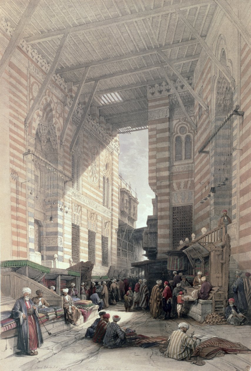 Bazaar of the Silk Merchants, Kairo, från Egypten och Nubia, Vol.3 av David Roberts