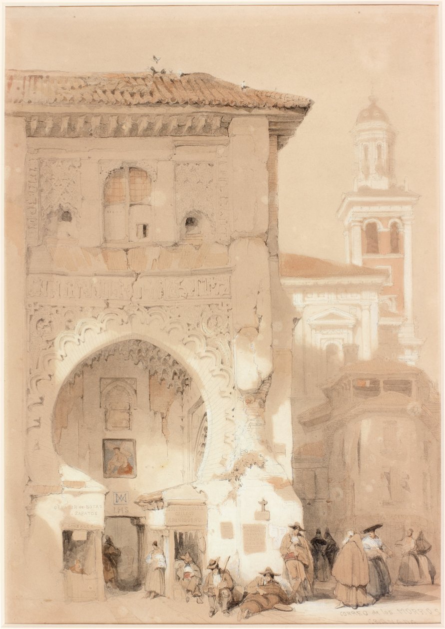 Correo de los Morros, Granada (penna och wc på vävt papper) av David Roberts