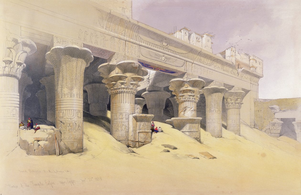 Portico af Temple of Edfu, Øvre Egypten, fra Egypten og Nubia, Vol.1 swed av David Roberts