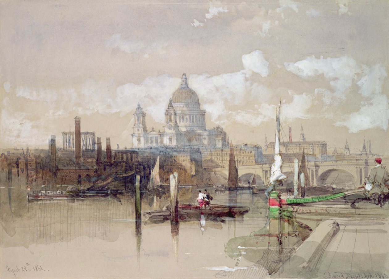 St. Pauls från floden, 1863 av David Roberts