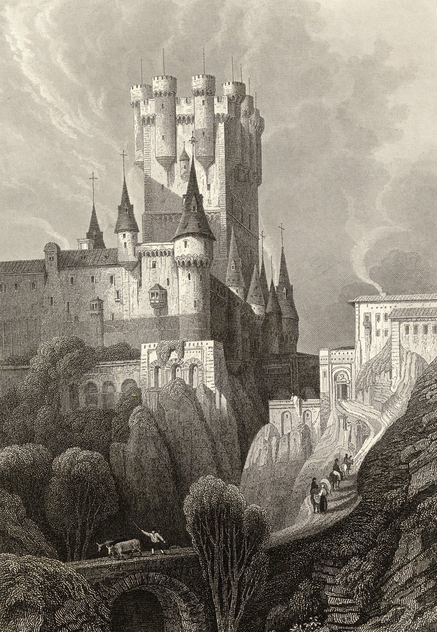 Alcazar före branden 1862, Segovia av David Roberts