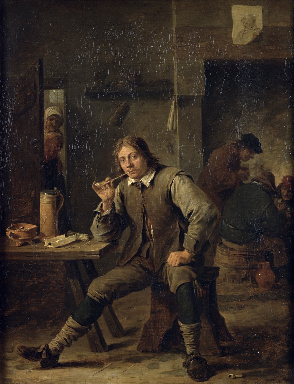 En rökare lutad mot ett bord, 1643 av David Teniers the Younger