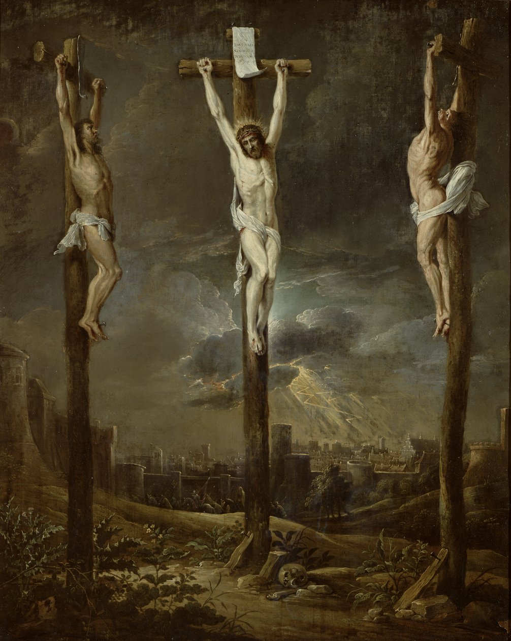 Golgata (olja på kort) av David Teniers the Younger