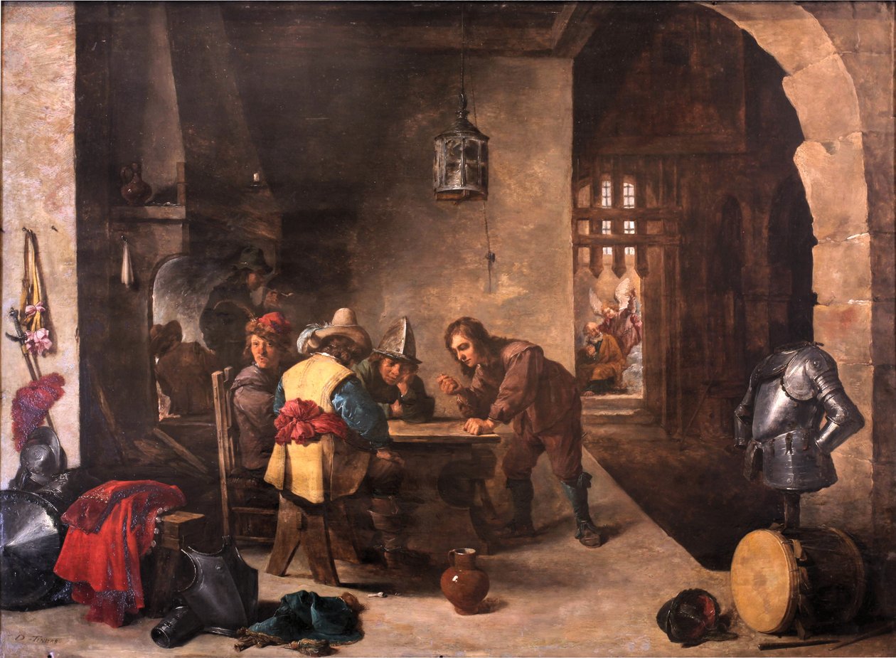 Guardroom with Saint Peter delivered av David Teniers the Younger