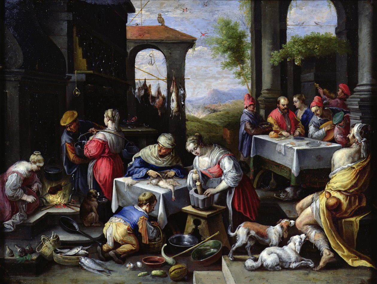 Liknelsen om Lasarus och den rike mannen (olja på koppar) av David Teniers the Younger