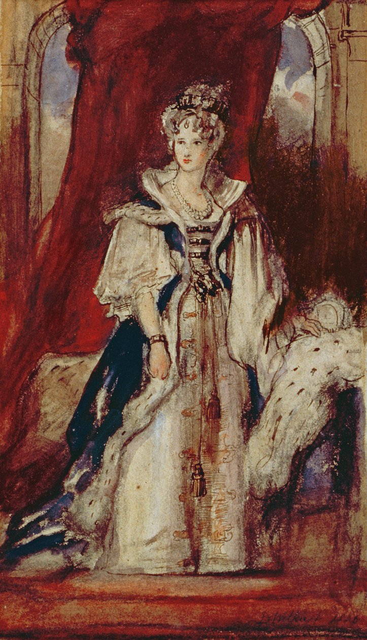 Drottning Adelaide (1792-1849) 1836 (penna och wc på papper) av David Wilkie