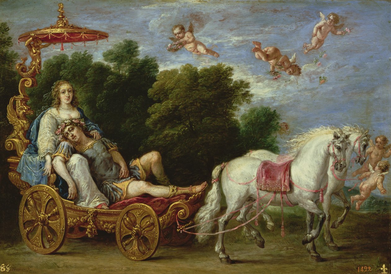 Den sovande Rinaldos bortförande till den lyckliga ön av David Teniers the Younger