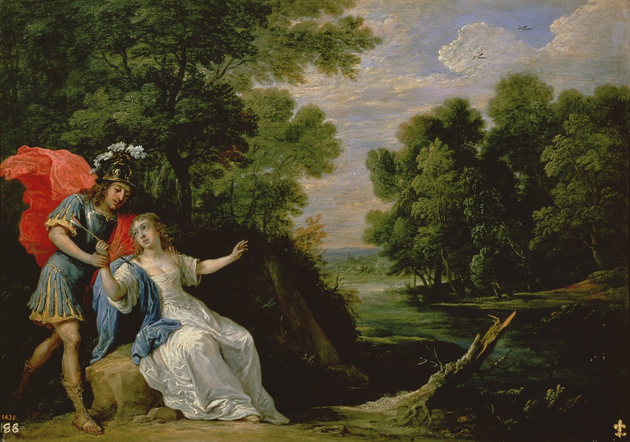Rinaldo och Armidas försoning, 1836 av David Teniers the Younger
