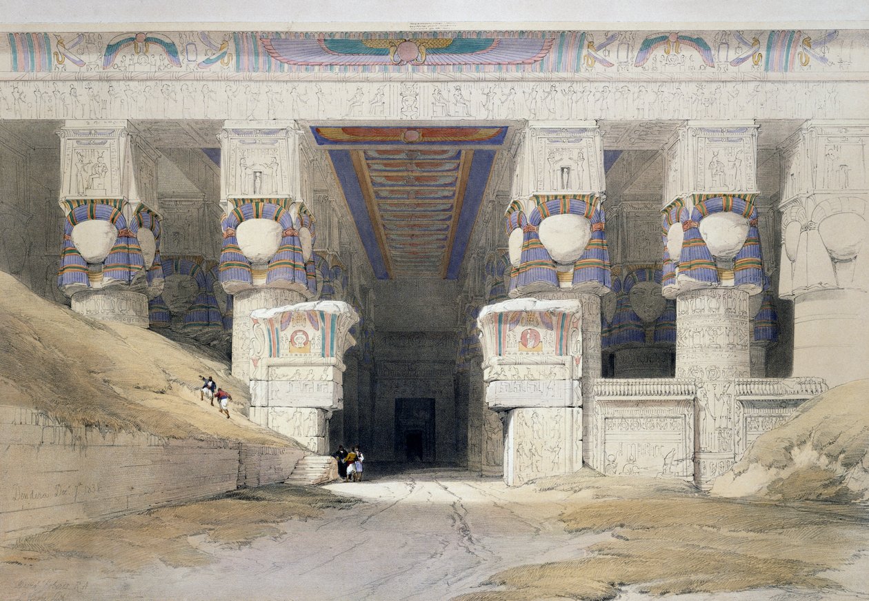 Templet i Dendera, 7 december av David (after) Roberts