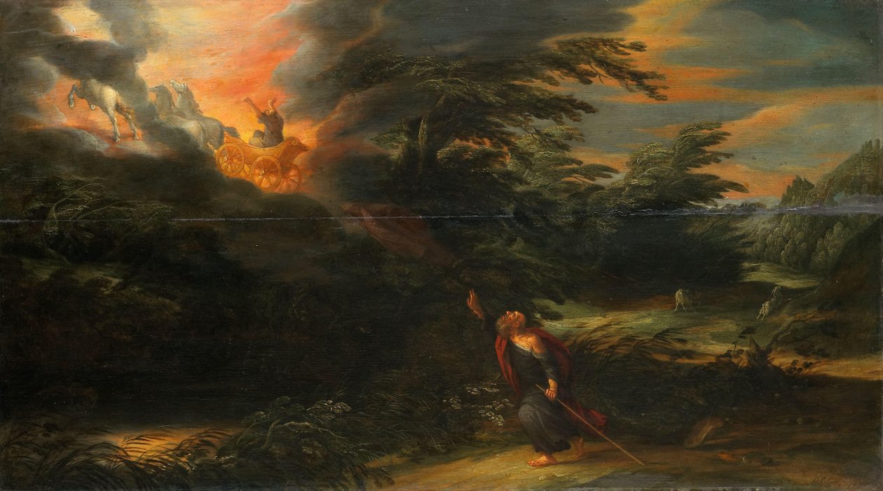 Elias himmelsfärd (2 Kungaboken 2:11-13) av David Colijns