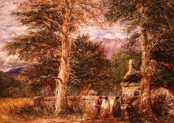 Bettws-y-Coed-kyrkan, norra Wales av David Cox