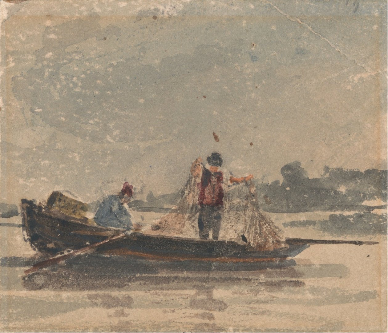 Fiskare som drar ett nät av David Cox