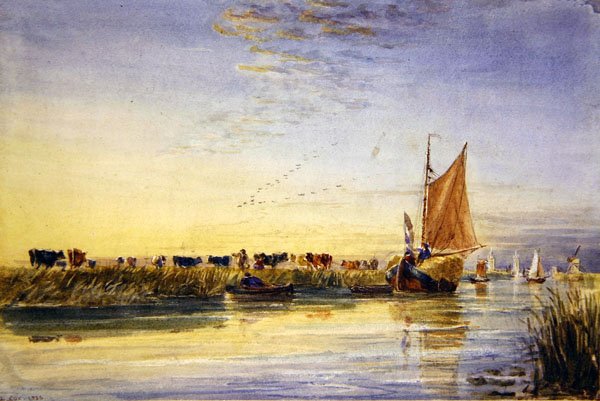 Höpråmar på Scheldt av David Cox