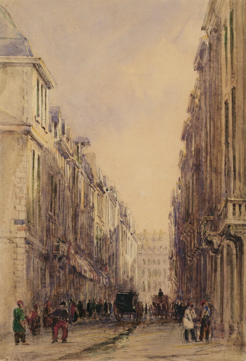 Rue Vivienne, Paris (wc på papper) av David Cox