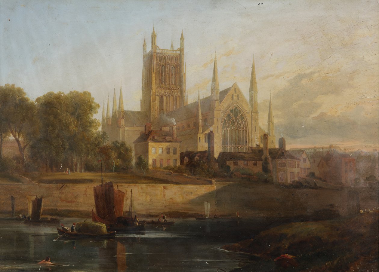 Worcester Cathedral, River Severn av David Cox