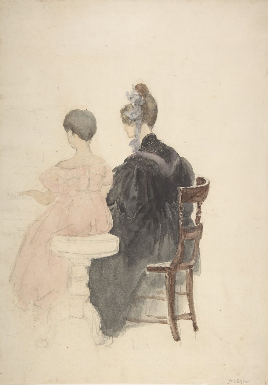 En pianolektion, 1800-1859. av David Cox the elder