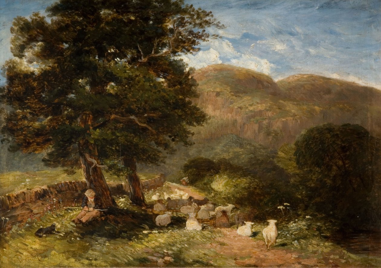Att sköta får, Bettws-y-Coed, 1849. av David Cox the elder