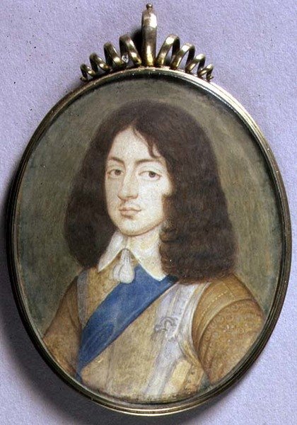 Porträtt miniatyr av Karl II av David Des Granges