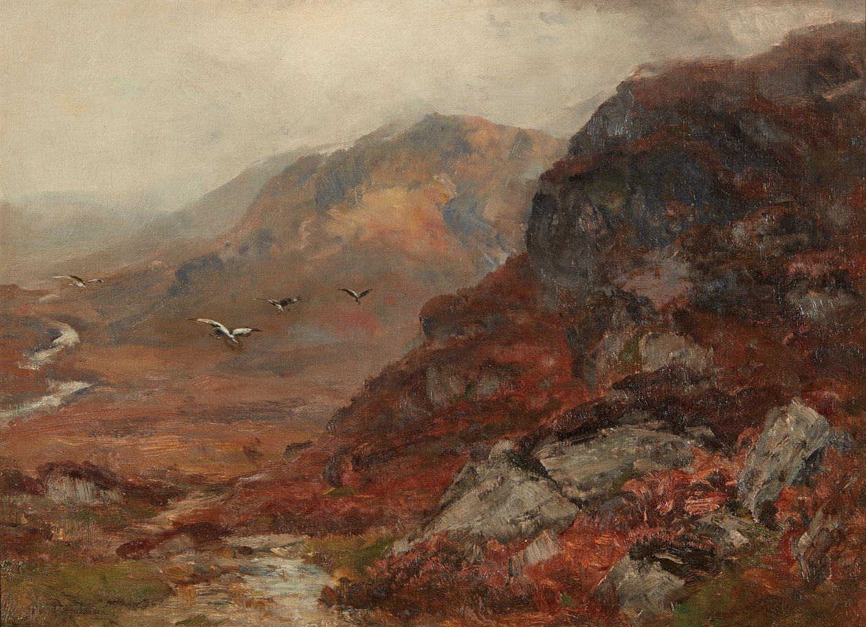 Highland Hills (olja på duk) av David Farquharson