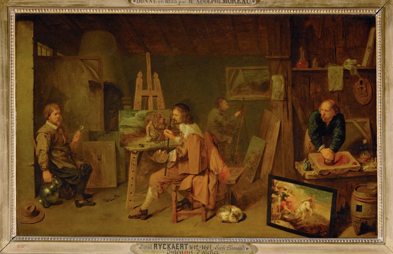 Målare i sin ateljé ... av David III Ryckaert