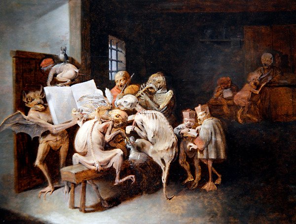 Musiklektionen (olja på panel) av David III Ryckaert