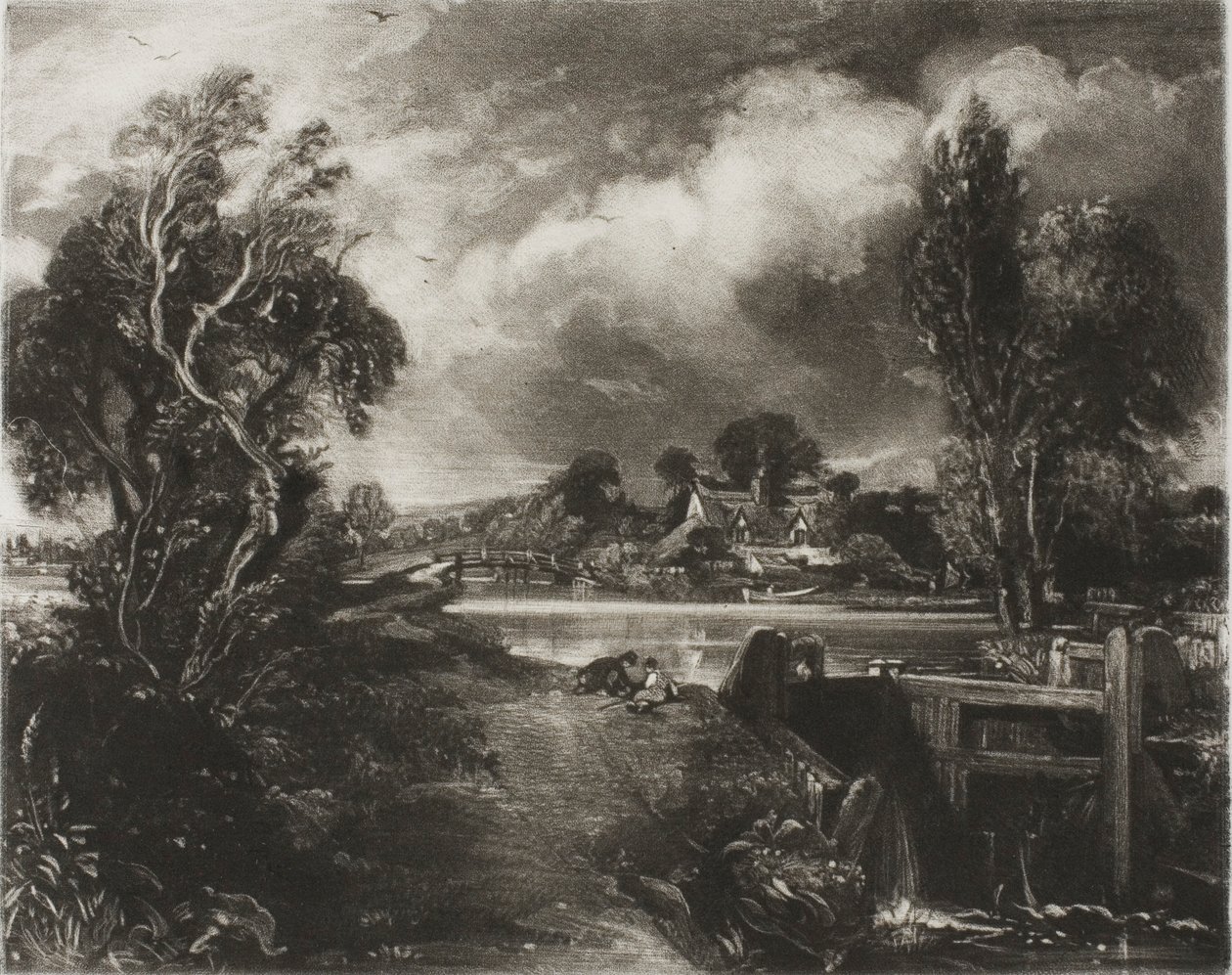 A Lock on the Stour, Suffolk av David Lucas