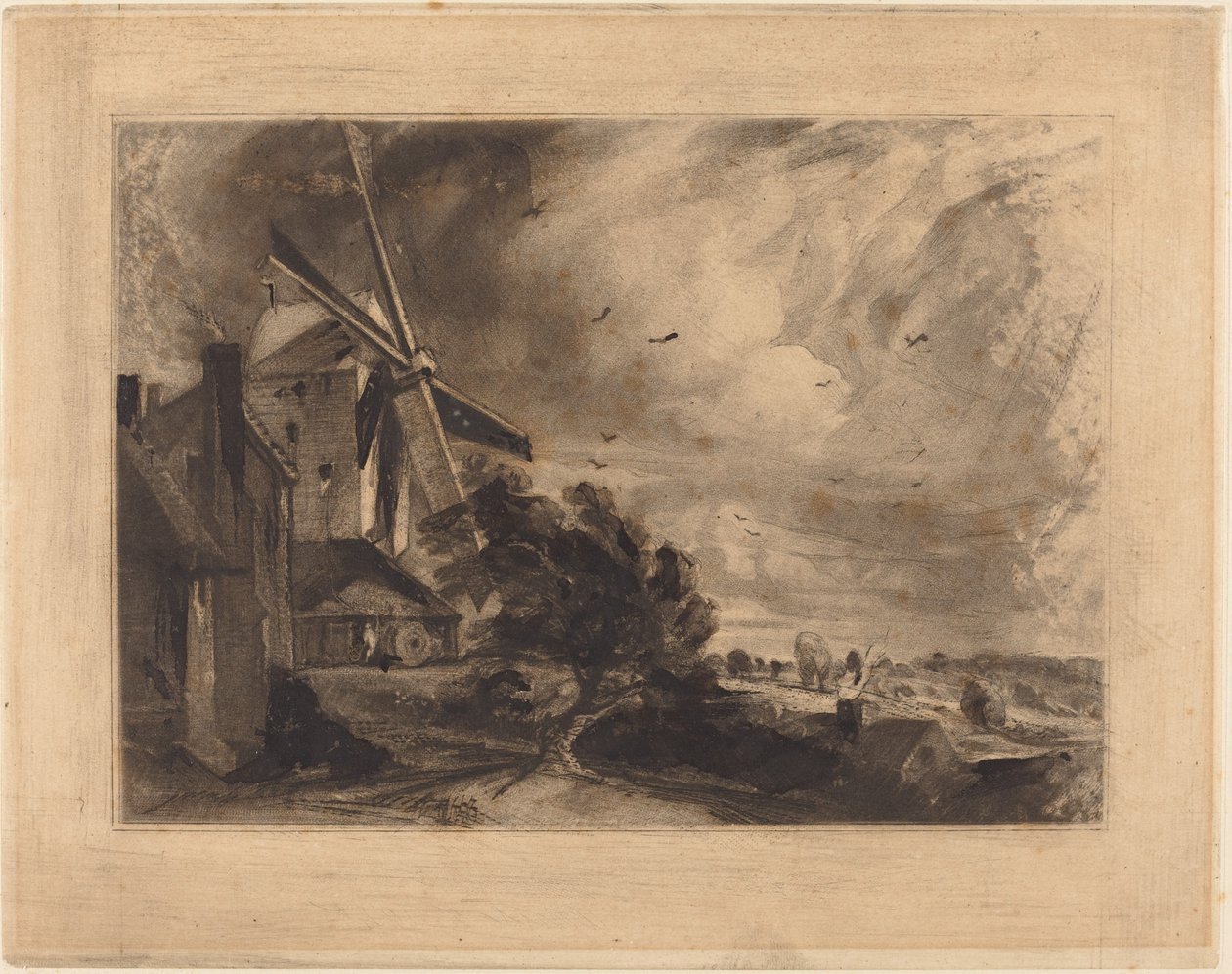 En kvarn av David Lucas after John Constable