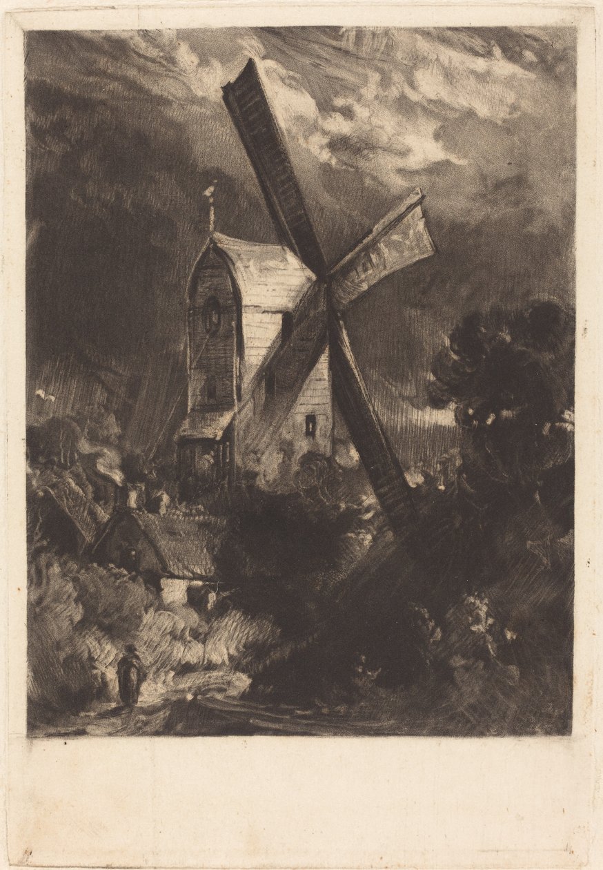 Mill nära Brighton av David Lucas after John Constable