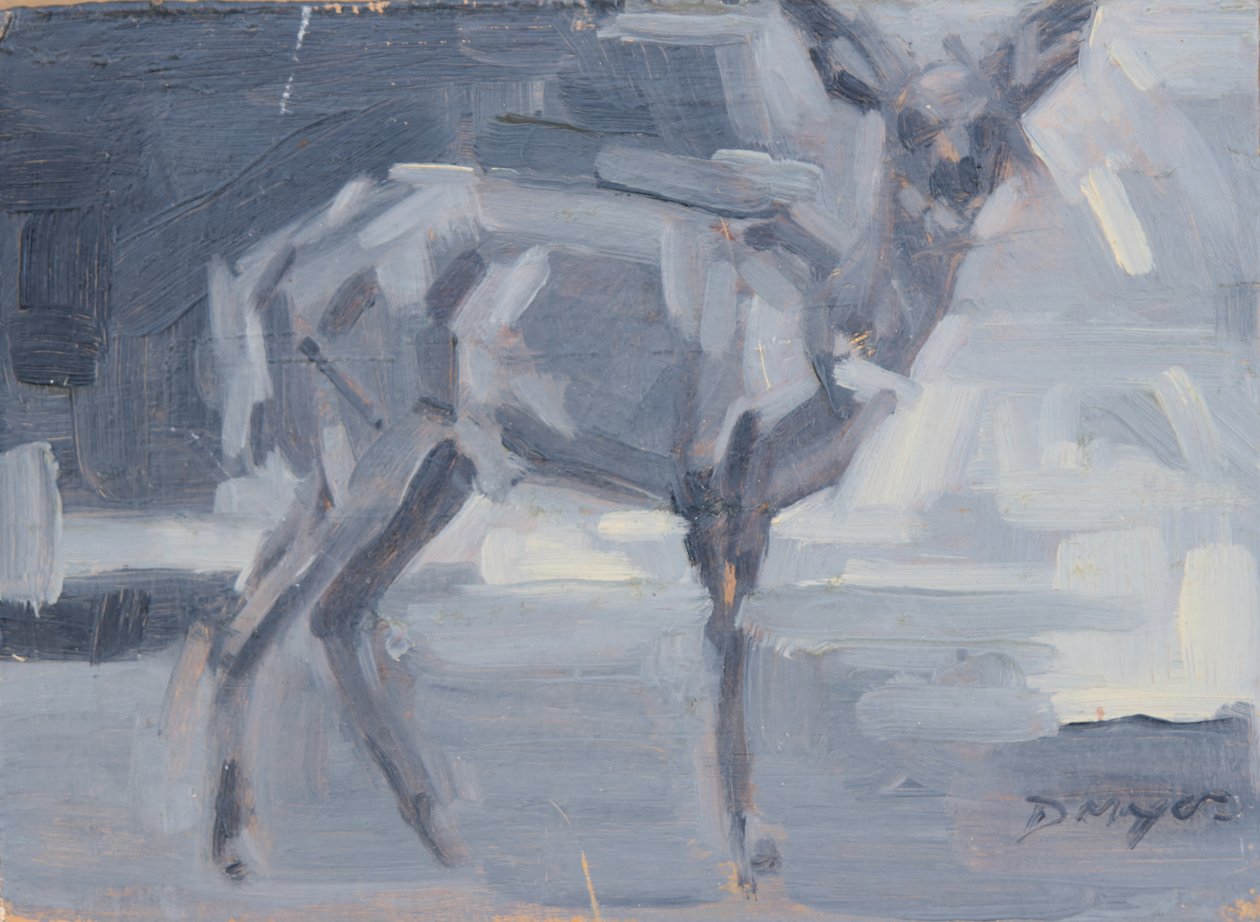 Bushbuck Doe, 2016 (olja på pannå) av David Mayer