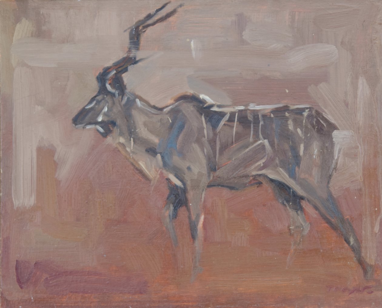 Kudu Bull, 2018 (olja på pannå) av David Mayer