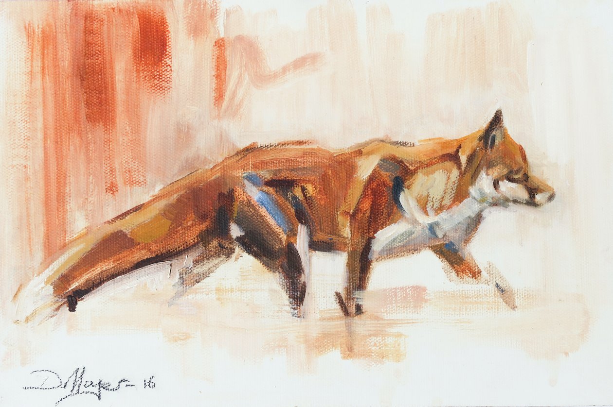 Red Fox, 2015 (olja på duk) av David Mayer