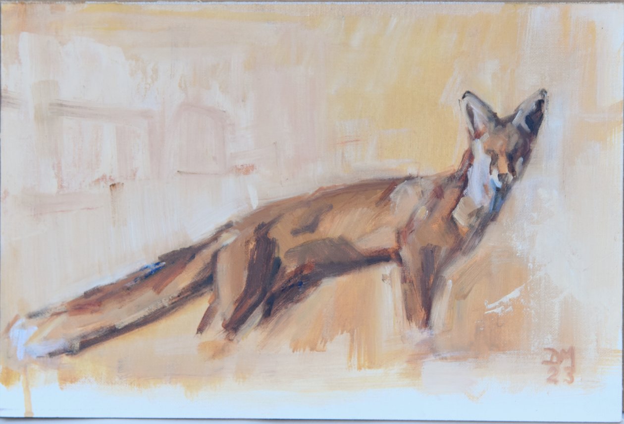 Red Fox, 2022 (olja på duk) av David Mayer
