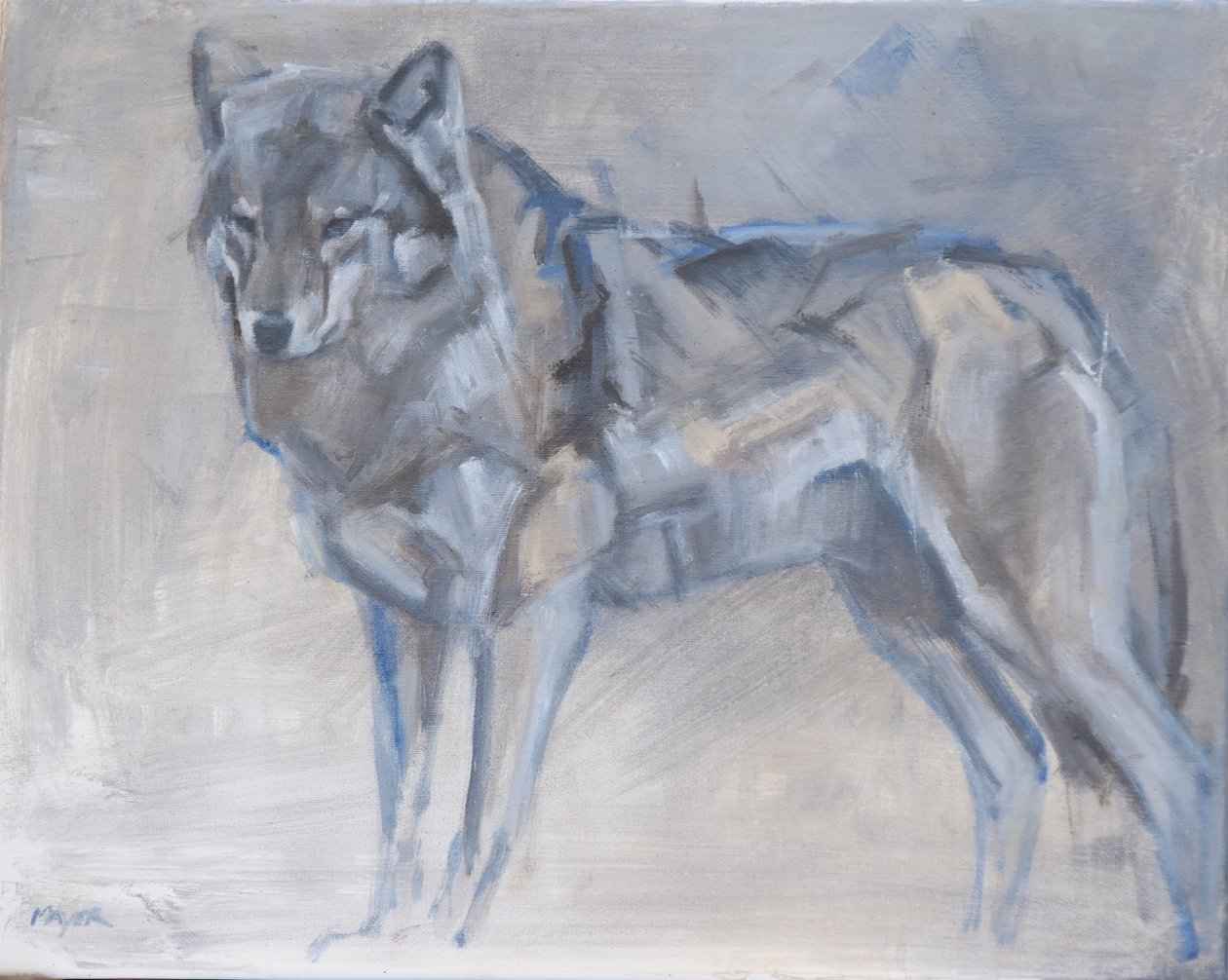 Wolf 1, 2023 (olja på duk) av David Mayer