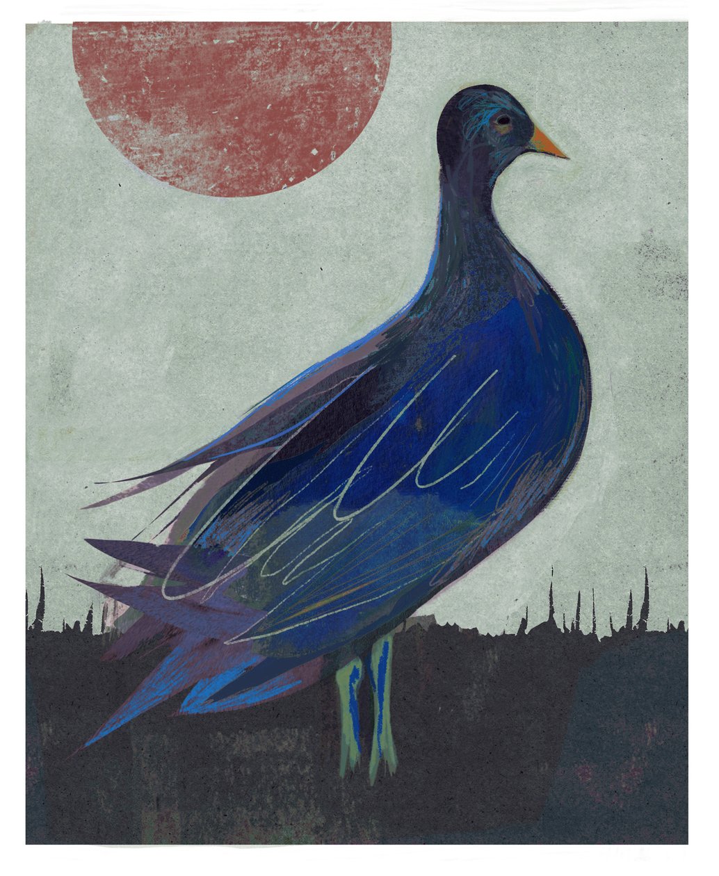 Pigeon Blues, 2023 (blandteknik) av David McConochie