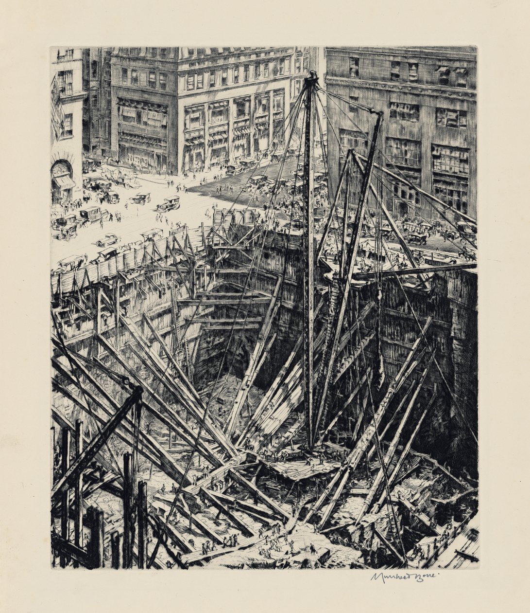 En utgrävning på Manhattan av David Muirhead Bone