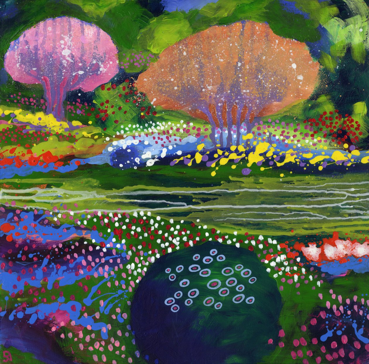 Bee Garden, 2017(akryl på duk) av David Newton
