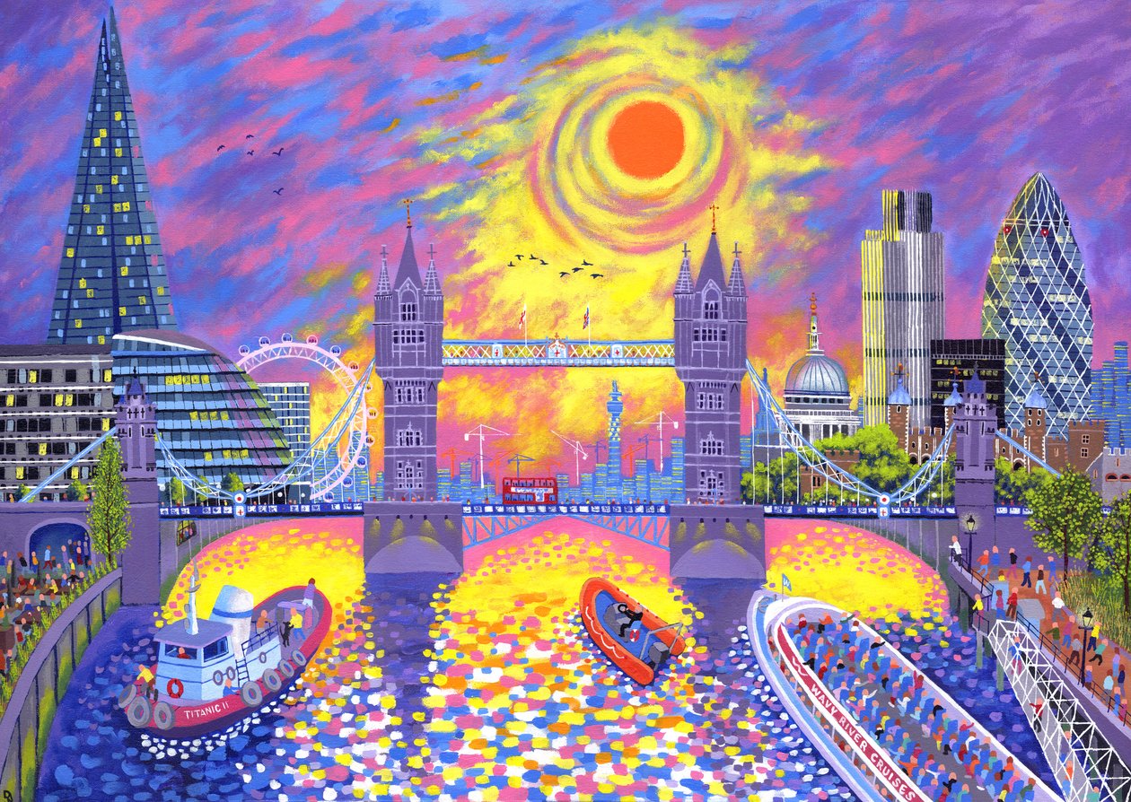 Solnedgång: Pool of London, 2013 av David Newton