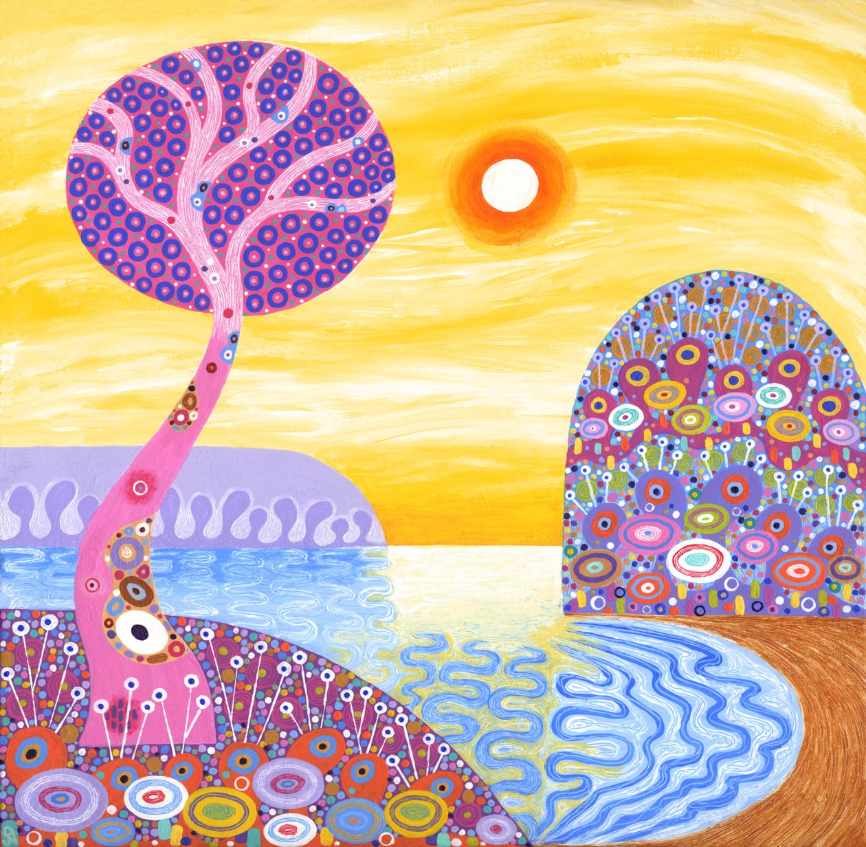 Sunset Cove, 2016 (akryl på duk) av David Newton