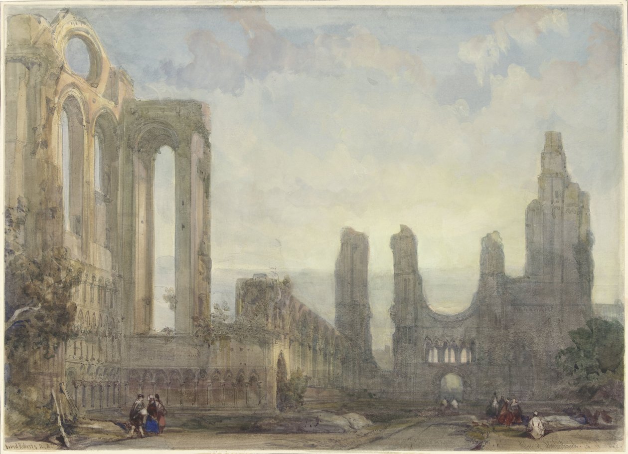Aberbrothwick Abbey ruiner på natten av David Roberts