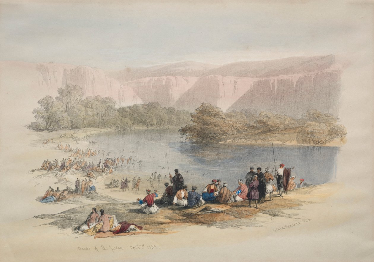Jordaniens stränder, 1839. av David Roberts