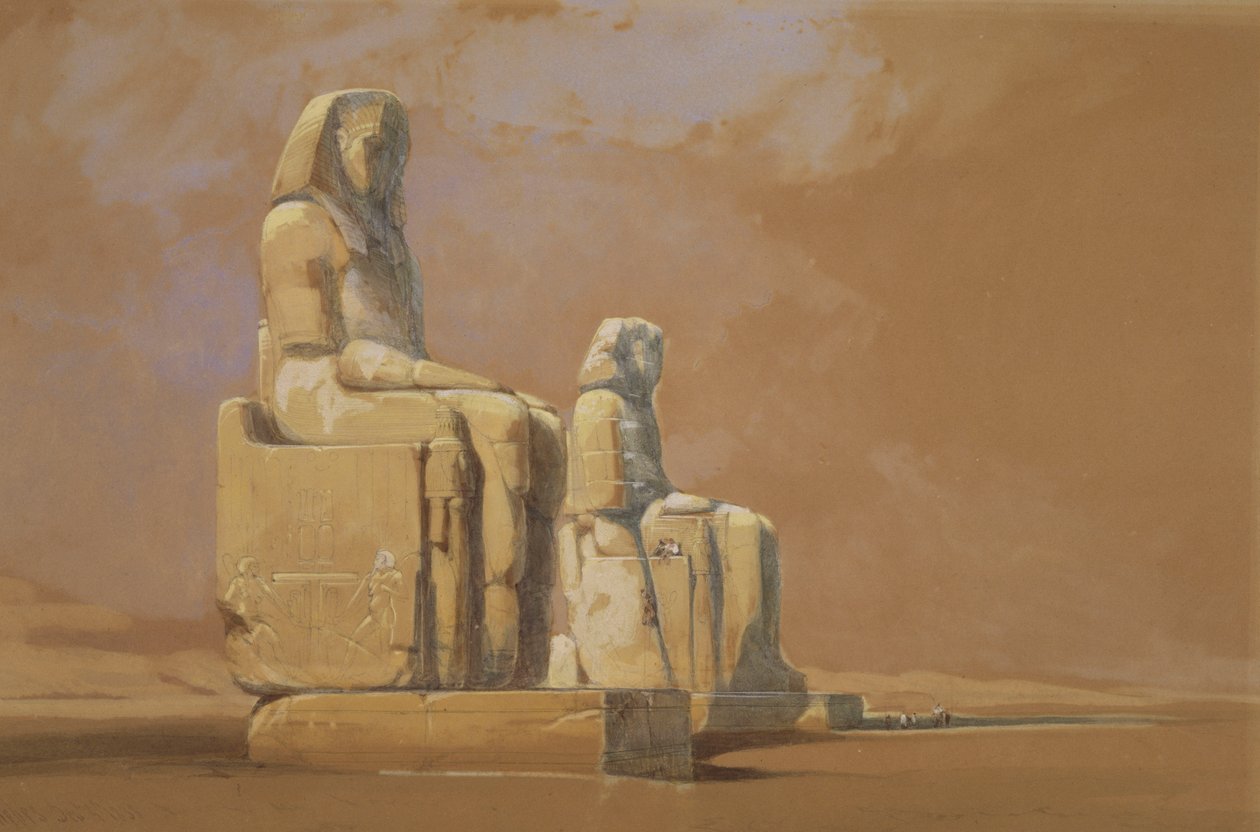 Colossi, Thebe, 1838 av David Roberts