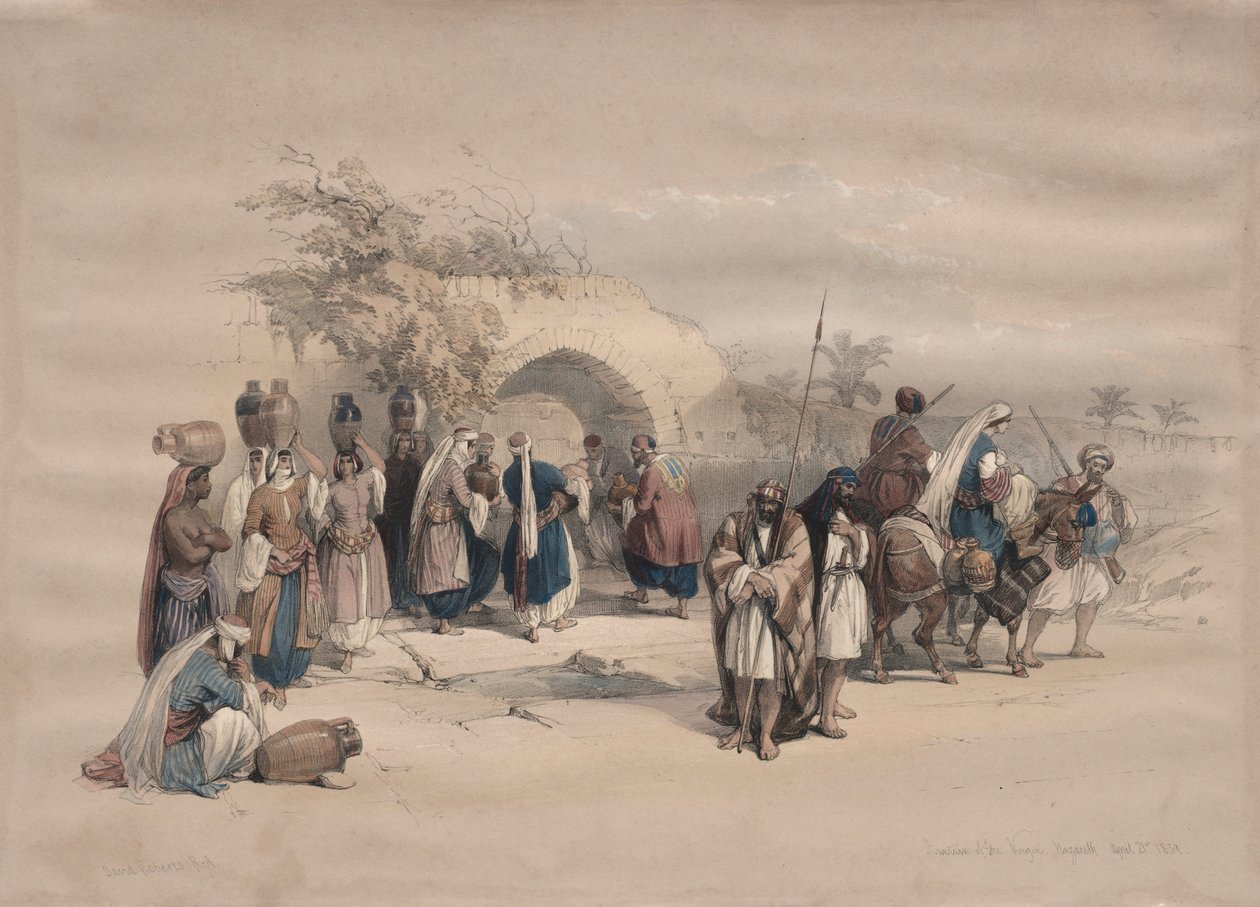 Jungfruns fontän, Nasaret, 1839. av David Roberts