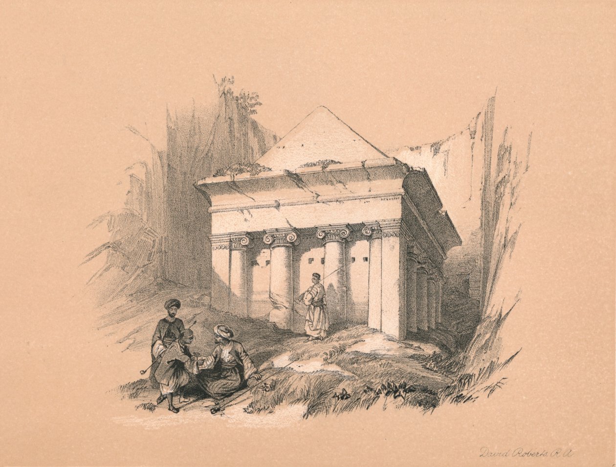 Sakarias grav, 1855 av David Roberts