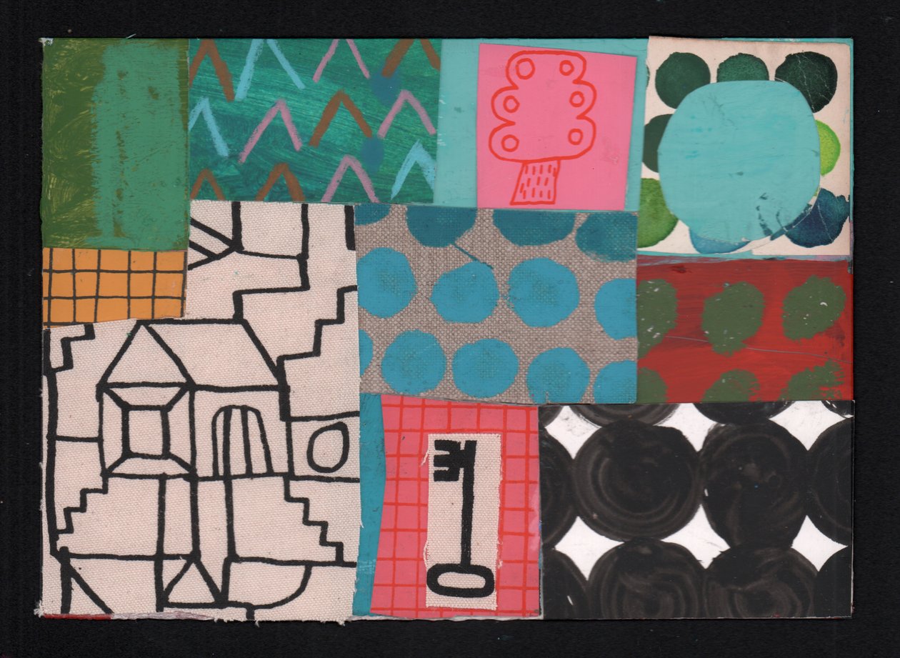 Husnyckel, 2023 (färg och collage) av David Shillinglaw
