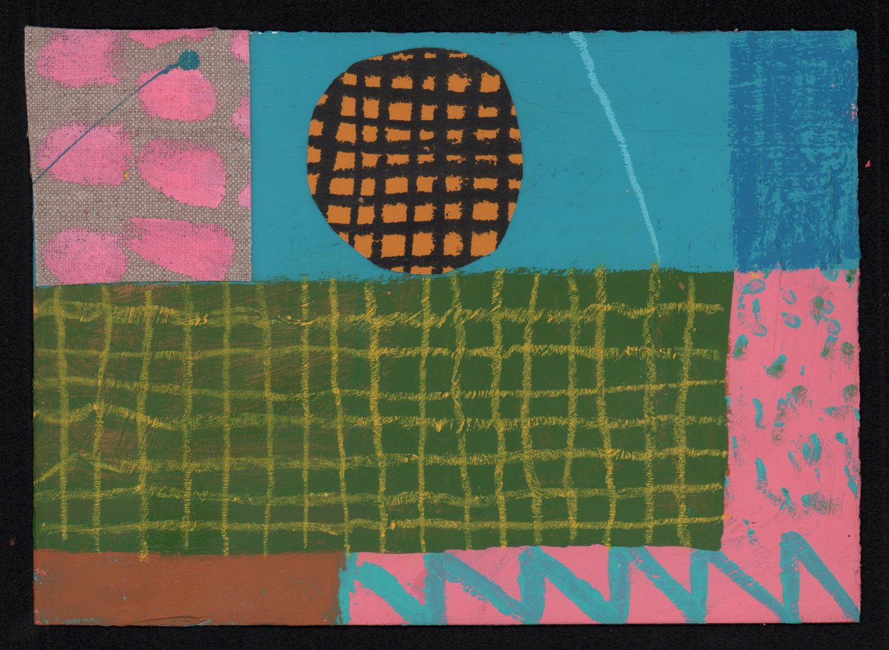 Sky Line Lawn, 2023 (färg och collage) av David Shillinglaw