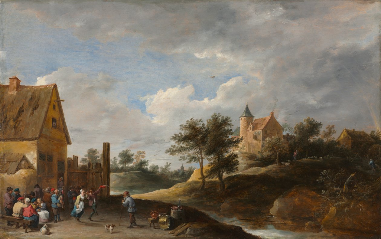 Landskap med bönder som dansar av David Teniers